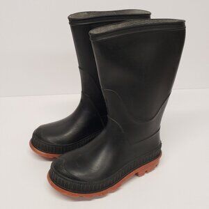 Kids Unisex Black Rubber Rain Boots Size 9
